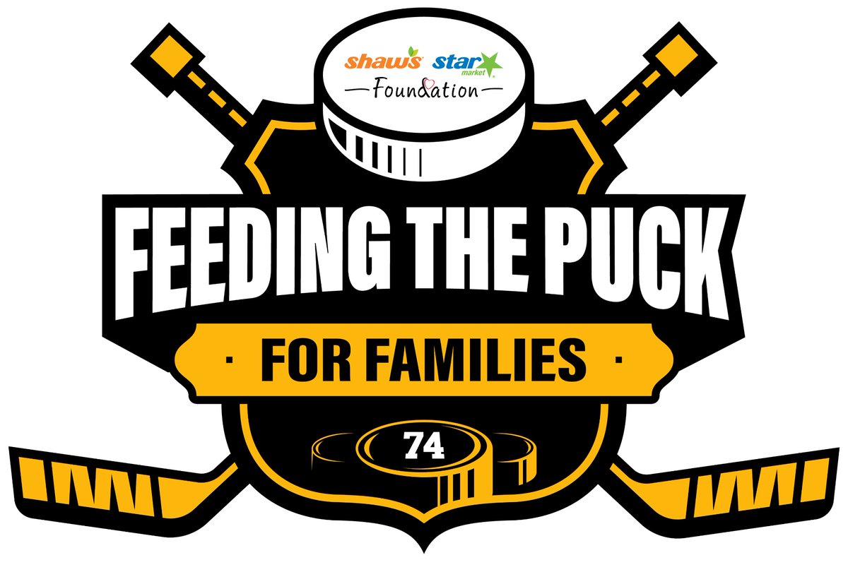 Proud to team with @Star_Mrkt & @shaws to kick off Feeding the Puck for Families to support the @Gr8BosFoodBank. Every time we feed the puck for a goal, The Shaw's and Star Market Foundation will make a $100 donation to fight food insecurity locally! Follow along @985TheSportsHub