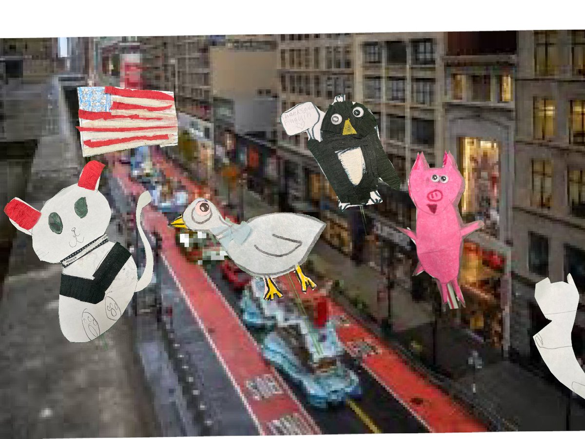 WMES_SMCPS's tweet photo. In Media the Bears read the book "Balloons Over Broadway: The True Story of the Puppeteer of  Macy's Parade" by Melissa Sweet.  They then created and designed their own balloons!  The best part was using the green screen to float them over the streets of New York City! https://t.co/XXr0Yw0ZT7