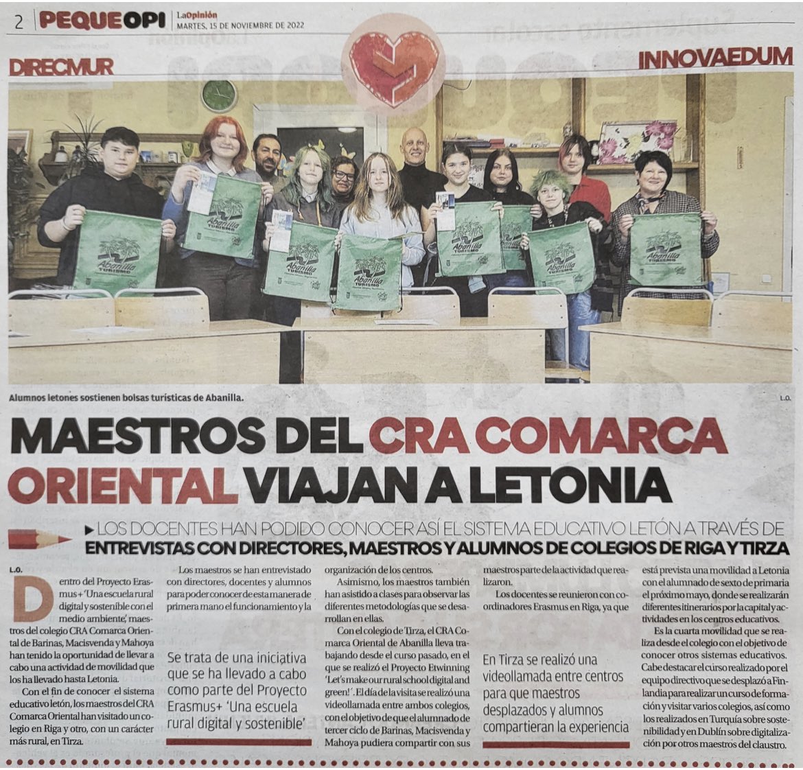 TurismoAbanilla's tweet photo. 👏🏻👏🏻🏫🖥🌍♻️MAESTROS DEL CRA COMARCA ORIENTAL VIAJAN A LETONIA” como parte del Proyecto Erasmus “Una escuela rural digital y sostenible”.
#Barinas #Macisvenda #Mahoya #Erasmus #Letonia #Tirza https://t.co/0XmmgBepHH