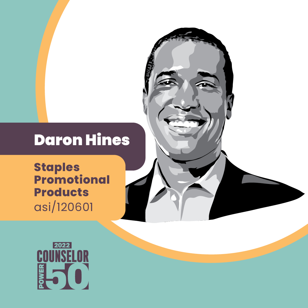StaplesPromoCA's tweet photo. The @asicentral Counselor #Power50 recognizes innovators, risk-takers, and visionaries who are defining the world of promo. We are thrilled to share that our President, Daron Hines has joined this year's list of  with a ranking of #43. https://t.co/wdodDiI1hs https://t.co/Izaa7XLpBt