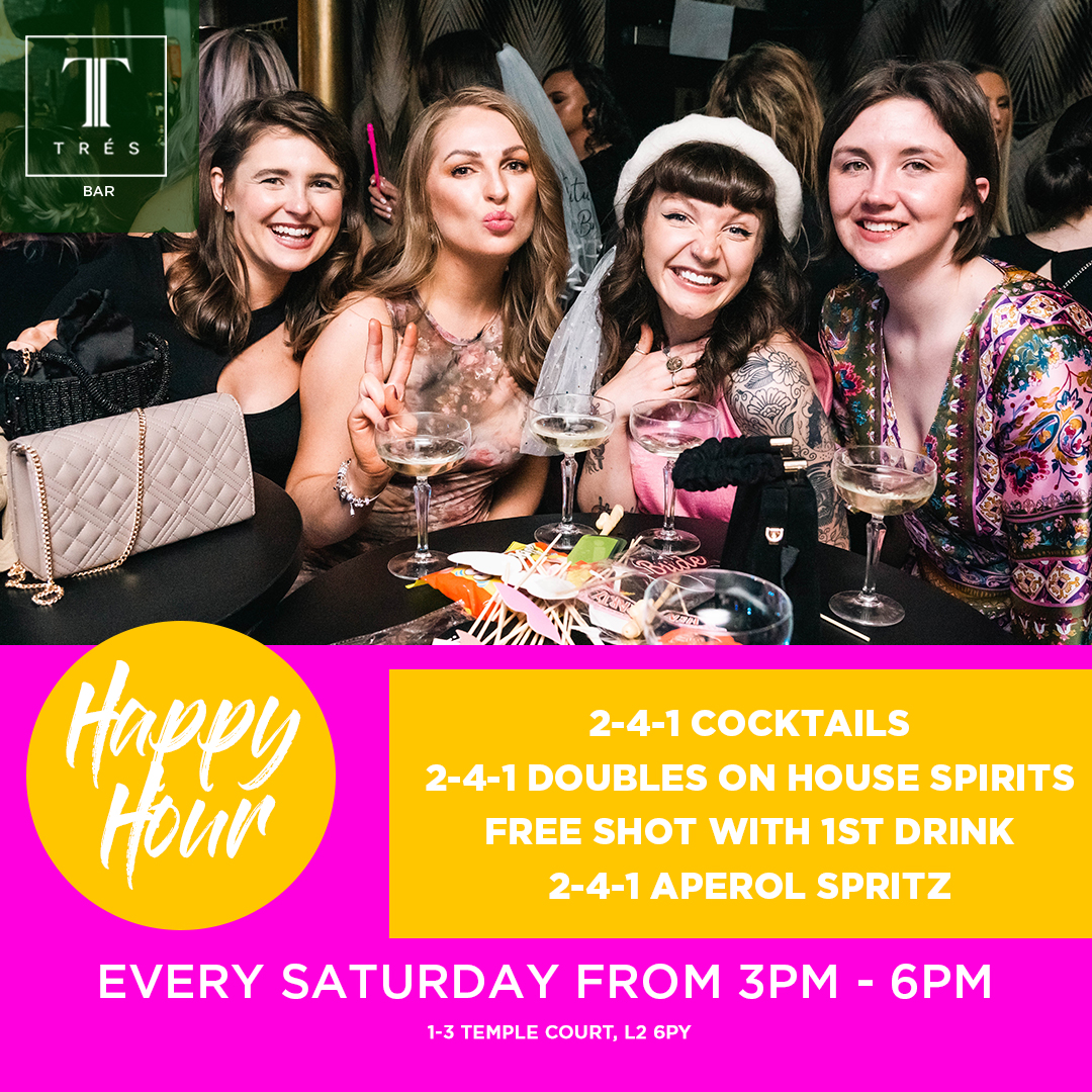 TresLiverpool's tweet photo. 𝐀𝐥𝐥 𝐲𝐨𝐮 𝐧𝐞𝐞𝐝 𝐢𝐬 𝐥𝐨𝐯𝐞 𝐚𝐧𝐝 𝐜𝐨𝐜𝐤𝐭𝐚𝐢𝐥𝐬 🥂

The perfect end to any festive shopping trip or day out around town, call into Tres for 2 for 1 cocktails every Saturday between 3pm - 6pm!

https://t.co/0oMapdtwcq https://t.co/RG7nor8Mm7