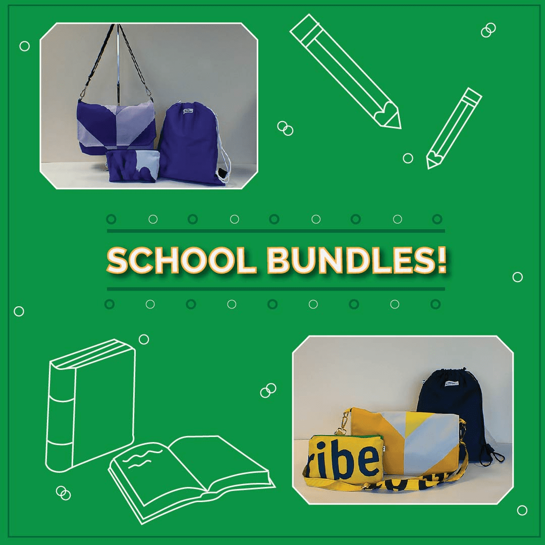 Introducing our new school bundles! These bundles include a school bag, a drawstring bag, and a pencil case. Looking for the perfect Christmas gift? Get ahead of the game for back to school in the new year!  #Upcyling #bundle
