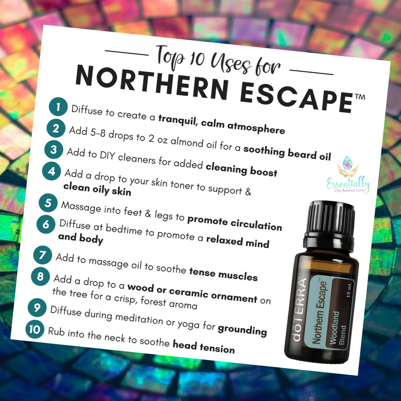 TOP 10 uses for #northernescape 🌲
Northern Escape is FREE when you buy the BOGO box 😉

.
.

#tranquil #calming #cleansing #mutiuse #bodyandmind #grounding #toptenuses #oilsbalancelove #doterra #takeadvantage #bogobox #woodlandblend #findyourpeace #magicinabottle