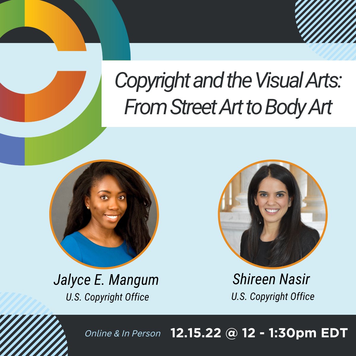 copyrightsoc's tweet image. Is street art copyrightable if it's created illegally? What are the copyright implications for using street art in designs? Why are artists suing video game companies? Find out on 12/15! @CopyrightOffice #copyrightlaw #streetart #CSUSADC
Register at bit.ly/3AcKd8Q