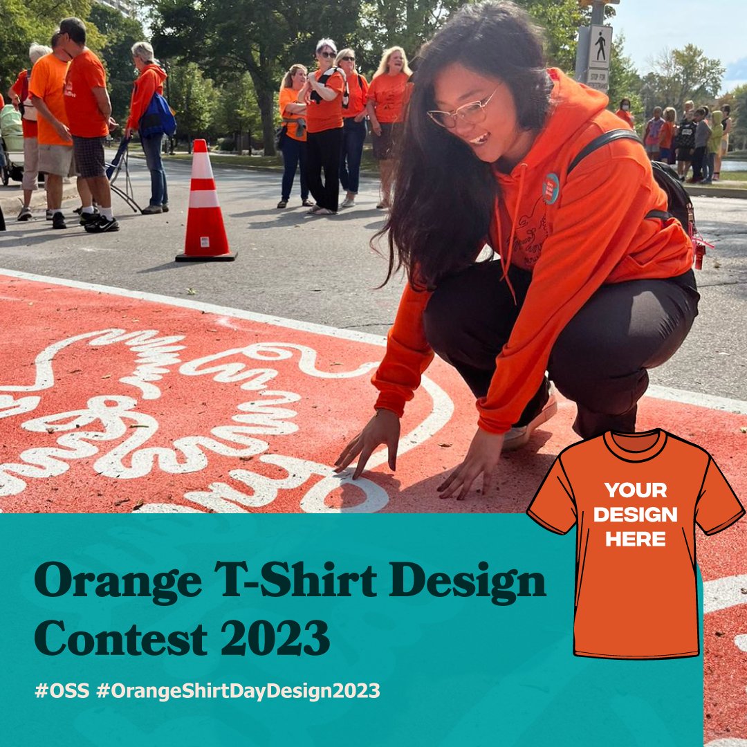 Orange Shirt Society is now  accepting submissions for our Orange Shirt Day Design Contest for 2023 until December 31! Submit an original entry at info@orangeshirtday.org. Good Luck. #OSS #OrangeShirtDayDesign2023