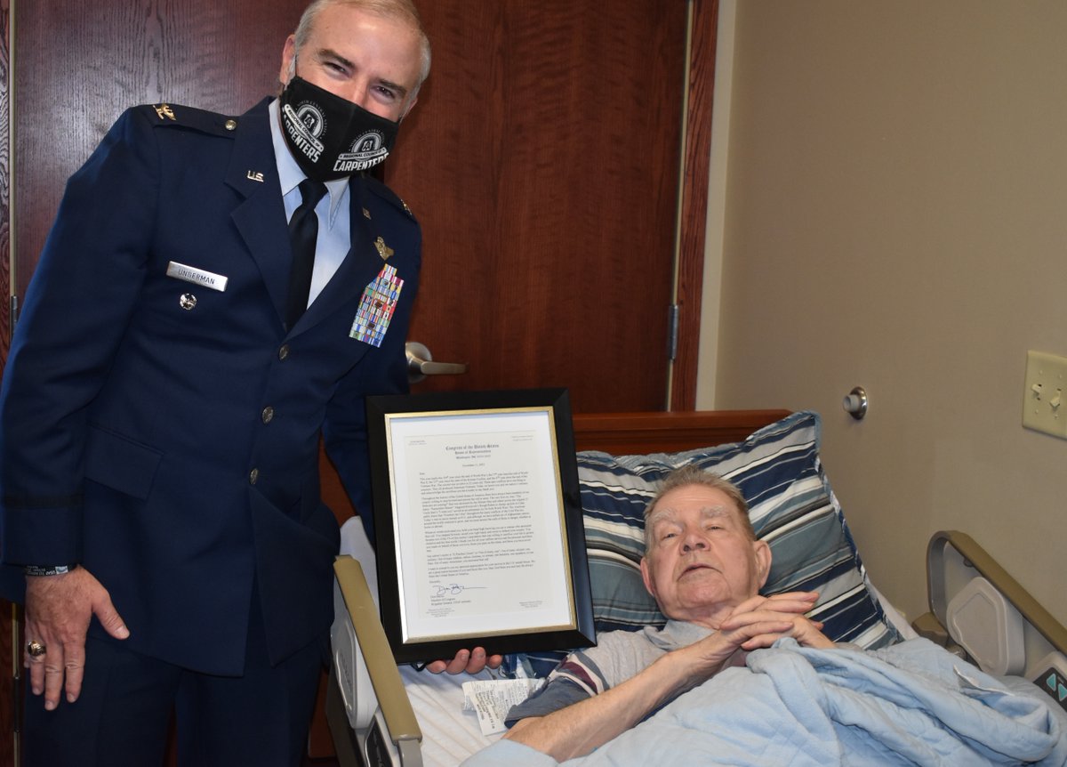 For Veterans Day, several elders at Hillcrest Country Estates Cottages received a letter from Congressman <a href="/DonJBacon/">Don Bacon 🇺🇸 🥓 ✈️ 🏍️ ⭐️ 🎖️</a>, honoring them for their military service. The letter was presented by Colonel Ben 'Felix' Ungerman, Deputy Chief of Staff for Congressman Bacon. #enhancinglives