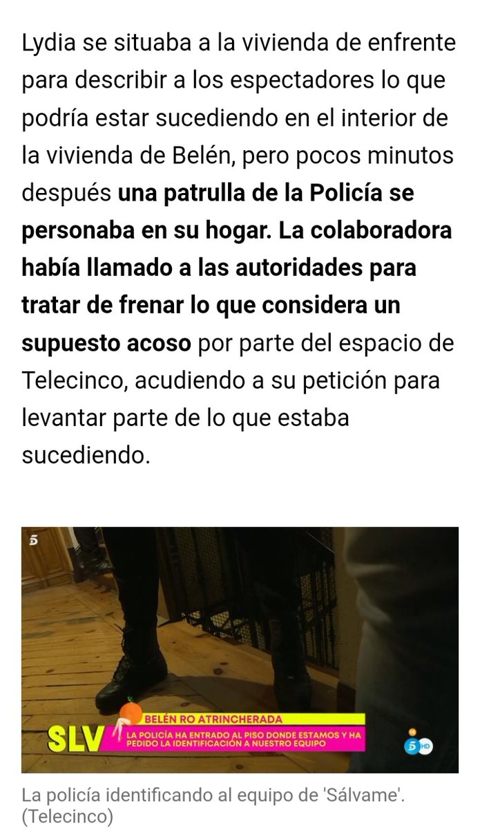 Seram110's tweet photo. 🌟 La policía acude en directo a la llamada desesperada de Belén Rodríguez para frenar a Sálvame. No me da ninguna pena en absoluto, pero esta gente da mucha vergüenza. No respetan a nadie. #YoMeRebelo15N 
Vía @elconfidencial/television https://t.co/OJRmhVT2Us