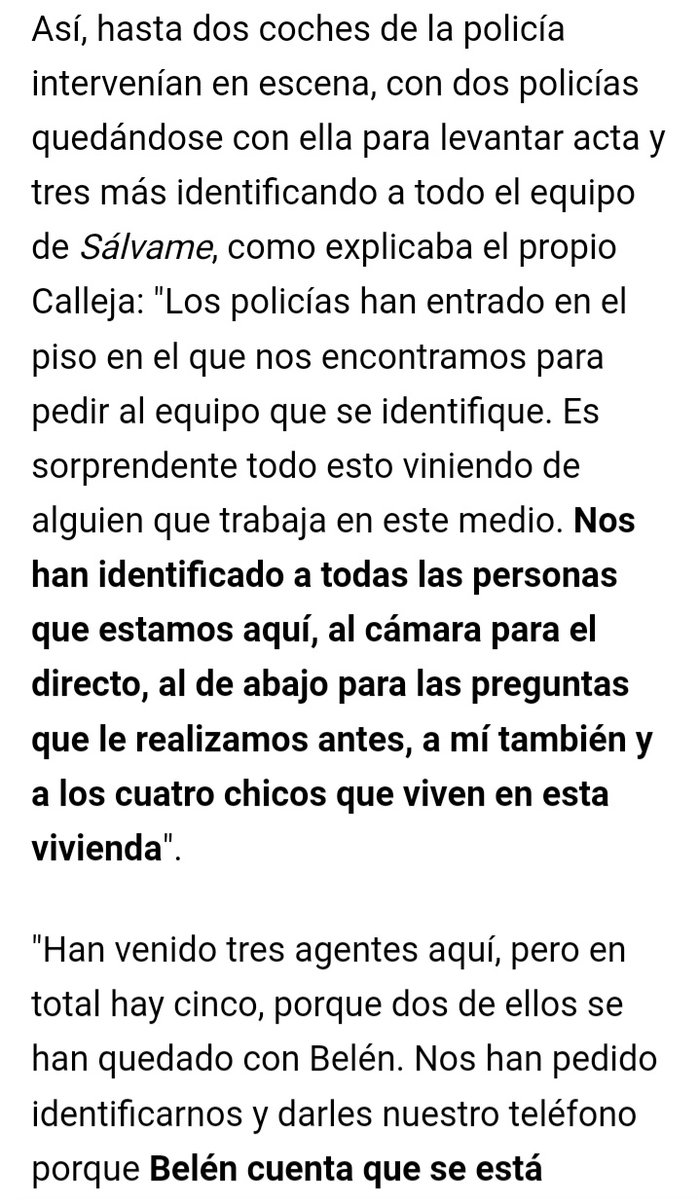 Seram110's tweet photo. 🌟 La policía acude en directo a la llamada desesperada de Belén Rodríguez para frenar a Sálvame. No me da ninguna pena en absoluto, pero esta gente da mucha vergüenza. No respetan a nadie. #YoMeRebelo15N 
Vía @elconfidencial/television https://t.co/OJRmhVT2Us