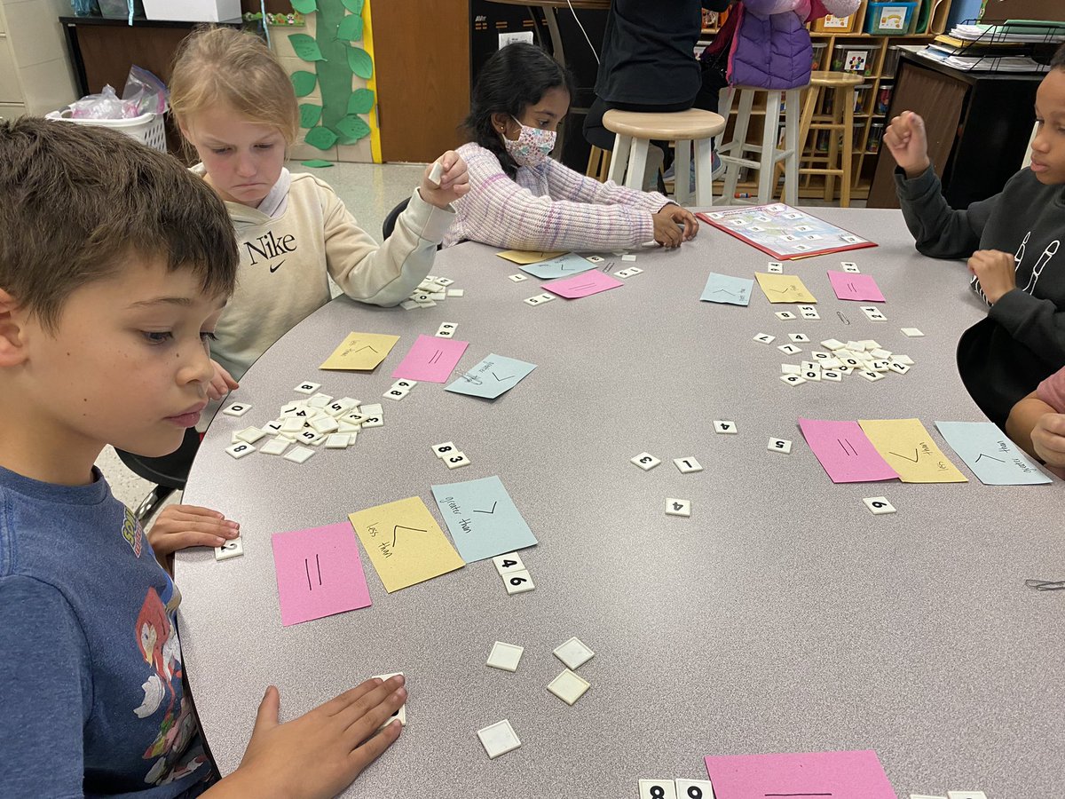 Our number tiles were a hit for our comparing numbers station this week!! It’s always exciting to see my mathematicians so engaged in their learning!! #WEareLakota #NeedToSucceedCECS <a href="/Creeksidetweet/">Creekside ECS</a>