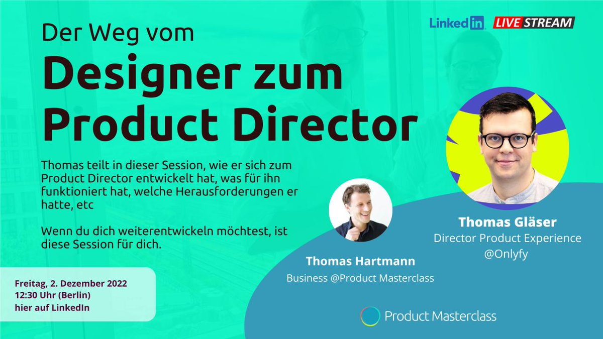In einigen Tagen teile ich meine Erfahrungswerte "Der Weg vom Designer zum Product Director" als Teil der Product Masterclass. Schalte gerne rein.

#productmanagement #productleadership #karriereweg #inspiration #karrieretipps