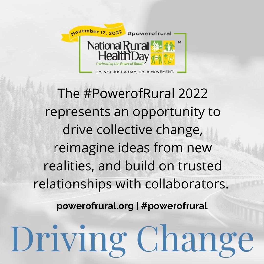 On #NationalRuralHealthDay, we honor all the dedicated individuals and organizations driving change &amp; going the extra mile for #rural health. We're looking forward to celebrating the #PowerOfRural with the entire nation on Thursday!