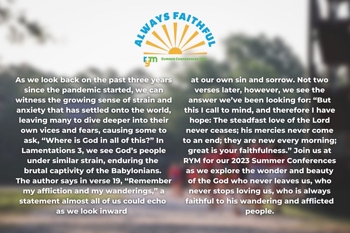 We are so excited to announce our new 2023 summer conference theme, “Always Faithful!” Read more about this summer’s theme!