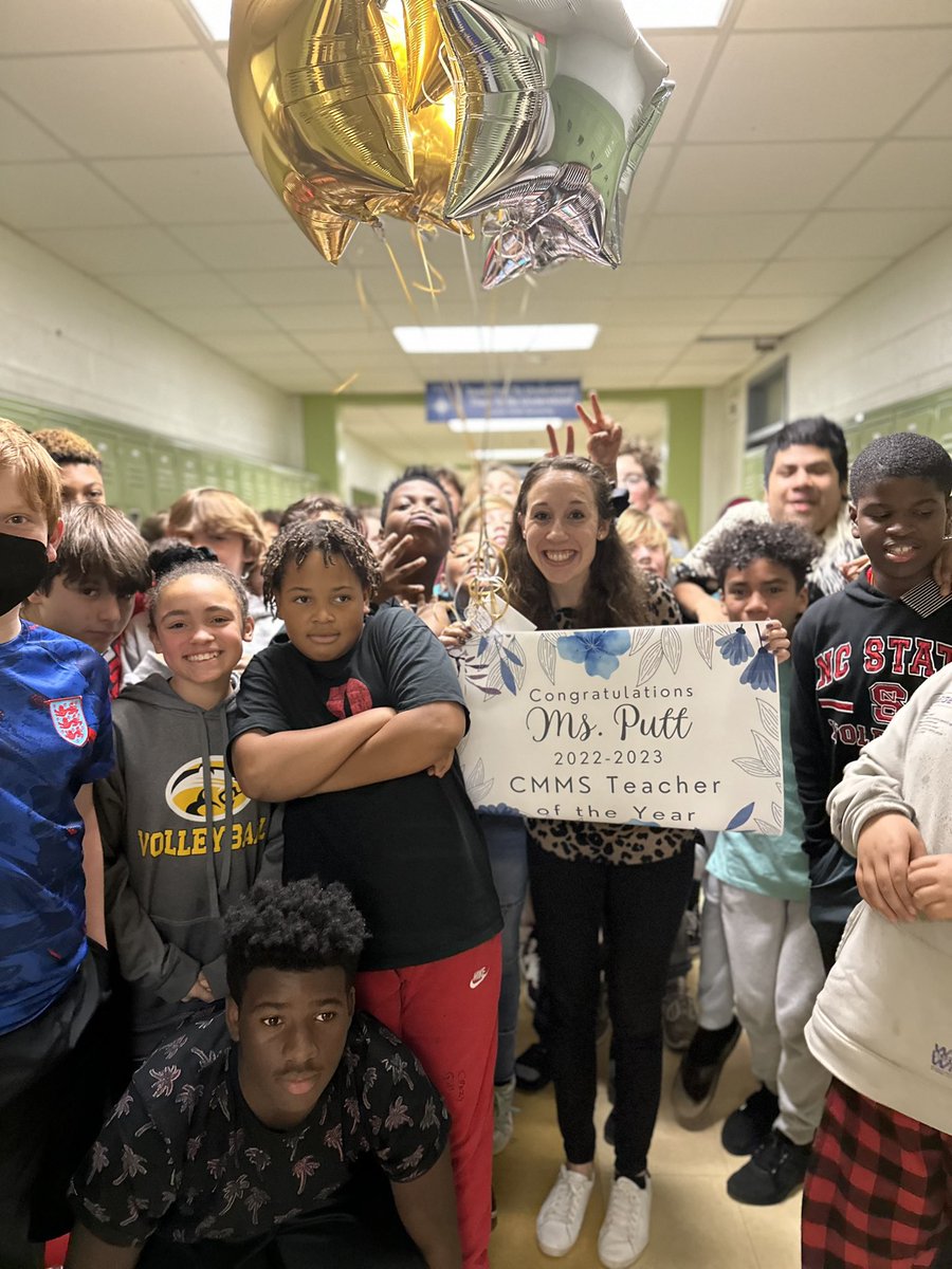 CMMSCougars's tweet image. Congratulations to our 2022-2023 Teacher of the Year {7th Grade ELA Teacher} Mrs. Kaitlyn Putt! @_MrsPutt 💛🖤 Thank you for putting your heart into your lessons and students each day! It does not go unnoticed! #WeAreCarroll