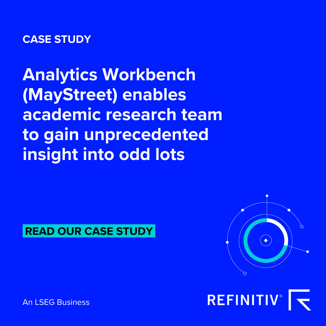 MayStreetTech's tweet photo. Using MayStreet’s Analytics Workbench, market structure researchers from @UCBerkeley, @Columbia and @cornell earlier this year published a groundbreaking research paper examining the precise impact of odd lots. Learn how in our case study: https://t.co/Xh5NGjt4dF https://t.co/lzKmmDLJp7