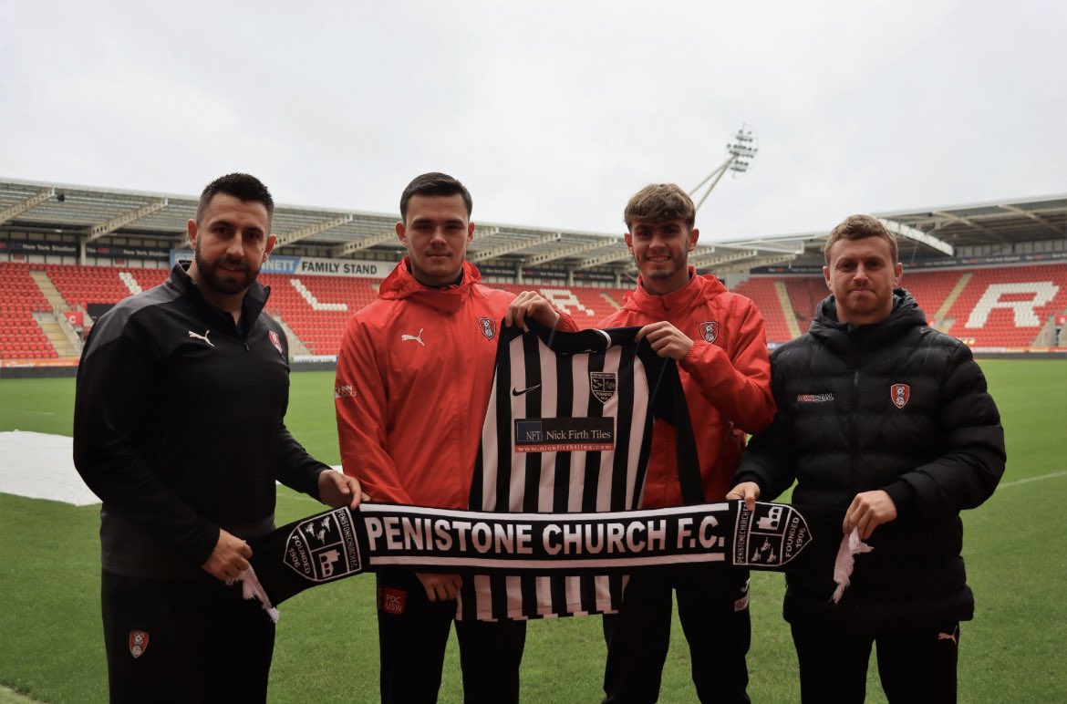 pcfc1906's tweet photo. Welcome to Penistone Church @AlfieBakes4 &amp; Thomas Luty. 

Great work from @LenthallStephen &amp; @whiteheadjb 

A massive thank you to @OfficialRUFC for this too - we can’t wait to see the lads in Black and White !

For more read here … 
 👀 https://t.co/g44hgldwqe https://t.co/5snUsjrtel
