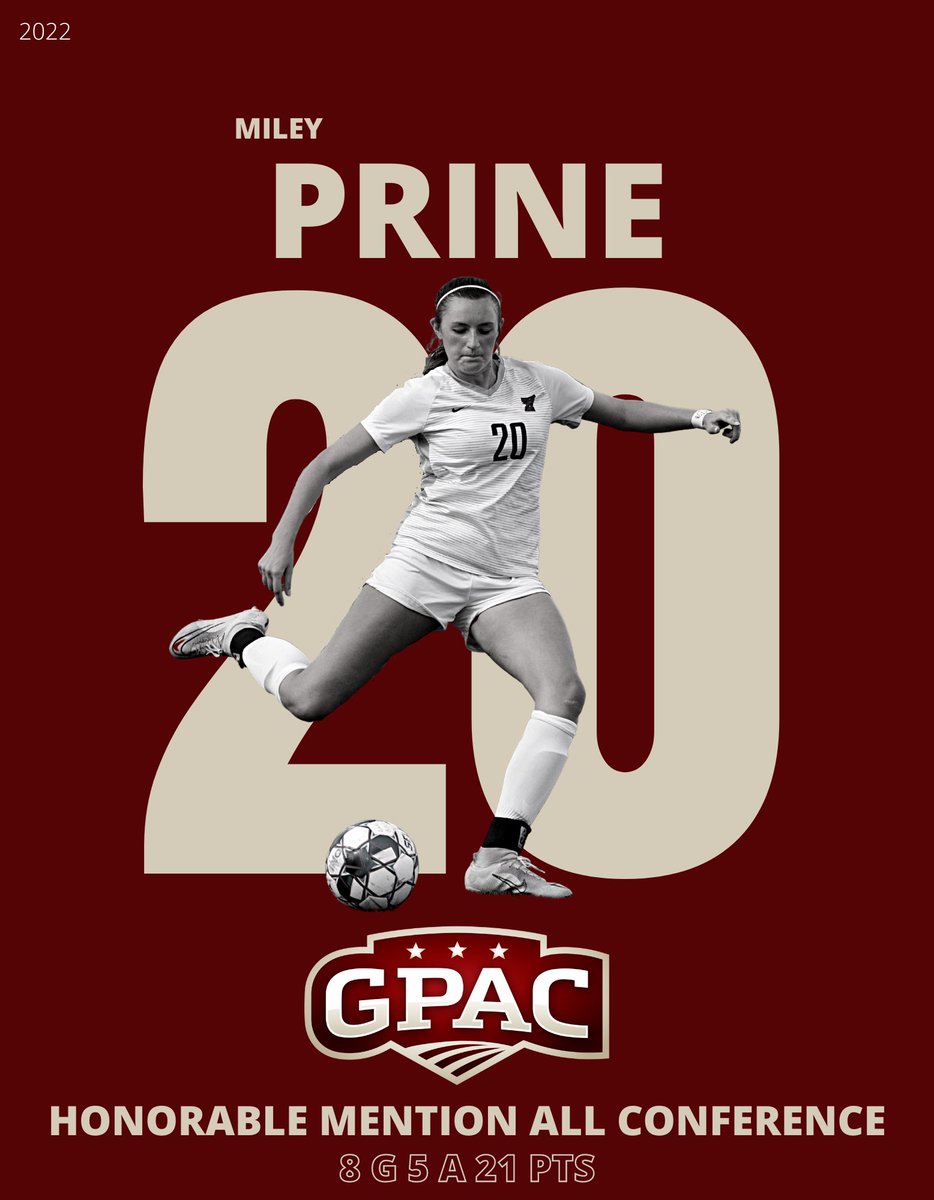Congratulations to forward Miley Prine with her All-Conference Honorable Mention. Prine has scored 8 goals and 5  assists for the season for a career best⚽️🐎👏🏼