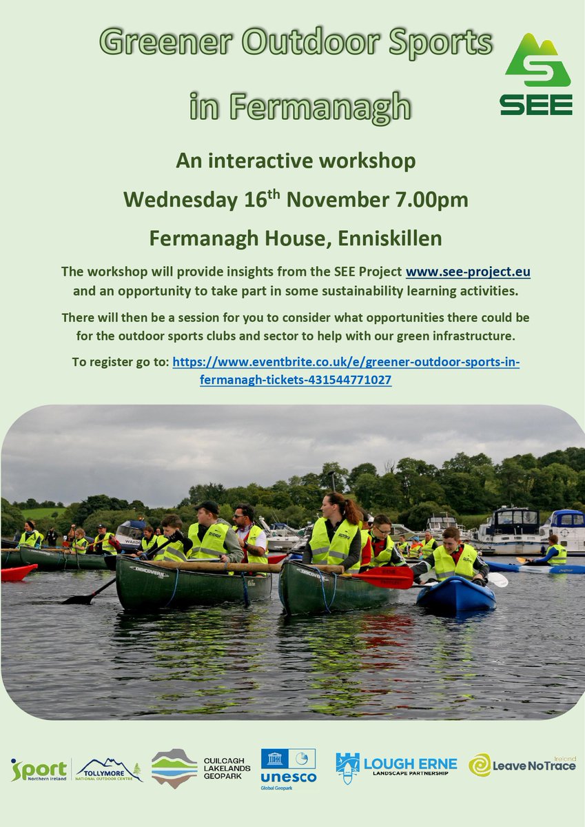 Cuilcagh Lakelands UNESCO Global Geopark (@cuilcaghlakes) on Twitter photo Join @LoughErneLP and <a href="/sportni/">sportbg</a> tomorrow evening, the 16th of November for this great workshop on our SEE project.
Learn more about sustainability learning activities, opportunities for outdoor sports clubs & lots more.
Register for the free workshop here: eventbrite.co.uk/e/greener-outd… Join @LoughErneLP and <a href="/sportni/">sportbg</a> tomorrow evening, the 16th of November for this great workshop on our SEE project.
Learn more about sustainability learning activities, opportunities for outdoor sports clubs & lots more.
Register for the free workshop here: eventbrite.co.uk/e/greener-outd…
