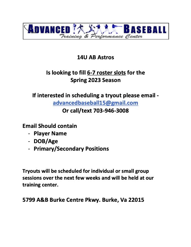 Advanced Baseball Training & Performance Center tweet media