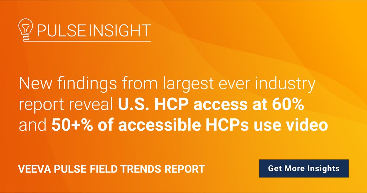 #HCP access is averaging 60%, but more virtual and selective than ever. Read the latest Veeva Pulse Field Trends Report. bit.ly/3Gg1cLB

#pharmaceuticals #veevapulse #HCPengagement