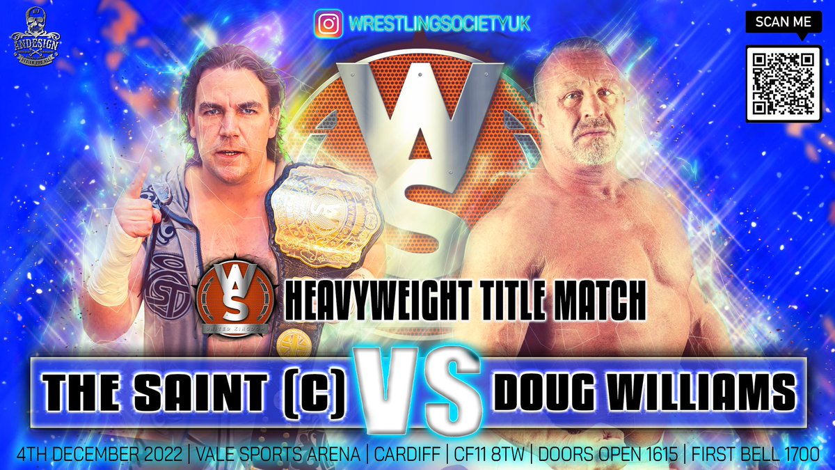 wrestle_society's tweet photo. Sunday 4th December at @ValeSportsArena CARDIFF @Saint_UK will defend his Wrestling Society heavyweight championship against The Ambassador @DougWilliamsUK 

More announcements coming soon 👀

🎫 Get your tickets at https://t.co/LHhOiJUe7z 🎫 https://t.co/a06w4rOxnn