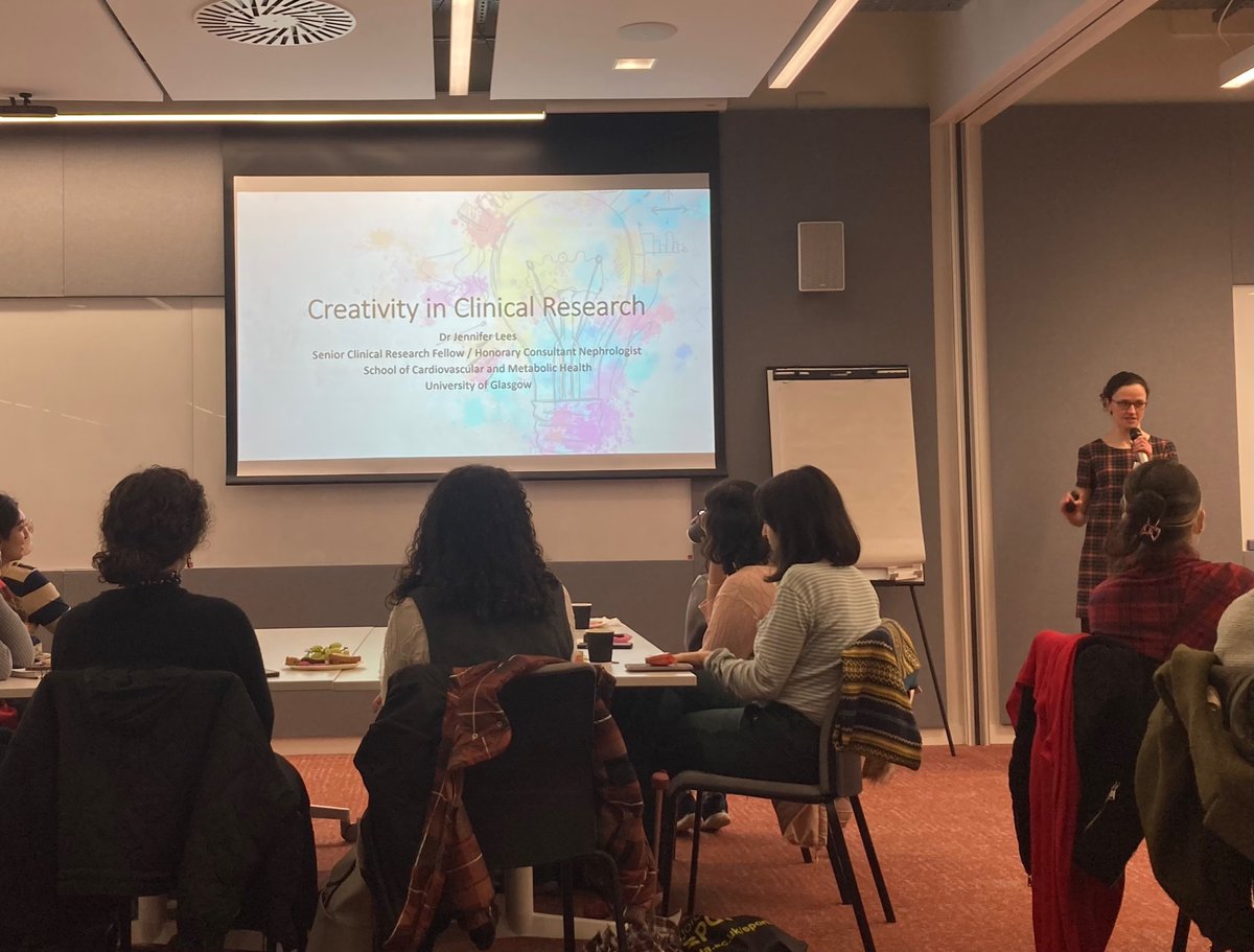 CRGGlasgow's tweet photo. Another perspective on creativity in research, this time in clinical research, from @jennifer_s_lees - where does creativity come in when you’re looking at patient data and trying to improve patient experience and outcomes? #CreativityInResearch https://t.co/b1aZsOrbX0