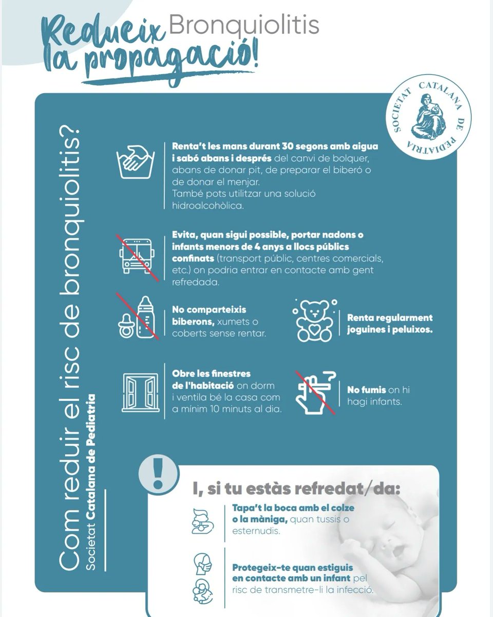 pediatresap's tweet photo. Full informatiu adreçat a les #families sobre la #bronquiolitis i les infeccions respiratòries per #Virus Nadons 👶👶🏻👶🏼👶🏽👶🏾👶🏿 els més afectats‼️ Consells per prevenir el contagi 🦠 i per valorar-ne la gravetat. 
Descarrega el .pdf ➡️ https://t.co/KcIRaLwg3p #pediatria #AP https://t.co/dUSaSrubgp