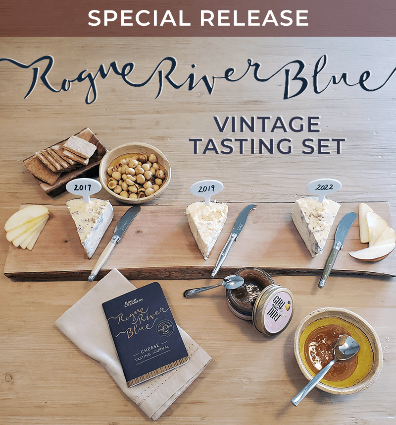 NEW RELEASE: experience Rogue River Blue like never before!!! Just in time for your Thanksgiving gathering, we’re offering a new, limited-edition pack that spotlights Rogue River Blue cheese through the years - 2017, 2019 (the World Champion!), and 2022. 
roguecreamery.com/product/rogue-…