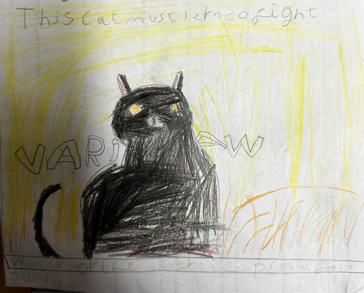 mrmhorne's tweet photo. So we finished #varjakpaw today. Children all gutted I won’t read Outlaw immediately. (We’re starting another of my favourites - Edward Tulane instead). Didn’t stop many drawing Varjak during wet play. @whatSFSaid https://t.co/G5LHeLLM6v