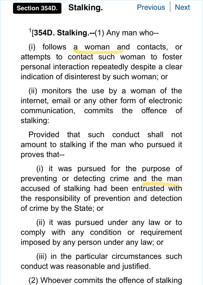 BerlinFamilyman's tweet photo. Can a woman or a man file a police complaint against another woman? 

What does IPC 354D say? Only against men right? ❤️ da Equality. 

#354D https://t.co/sJCdMIPln1