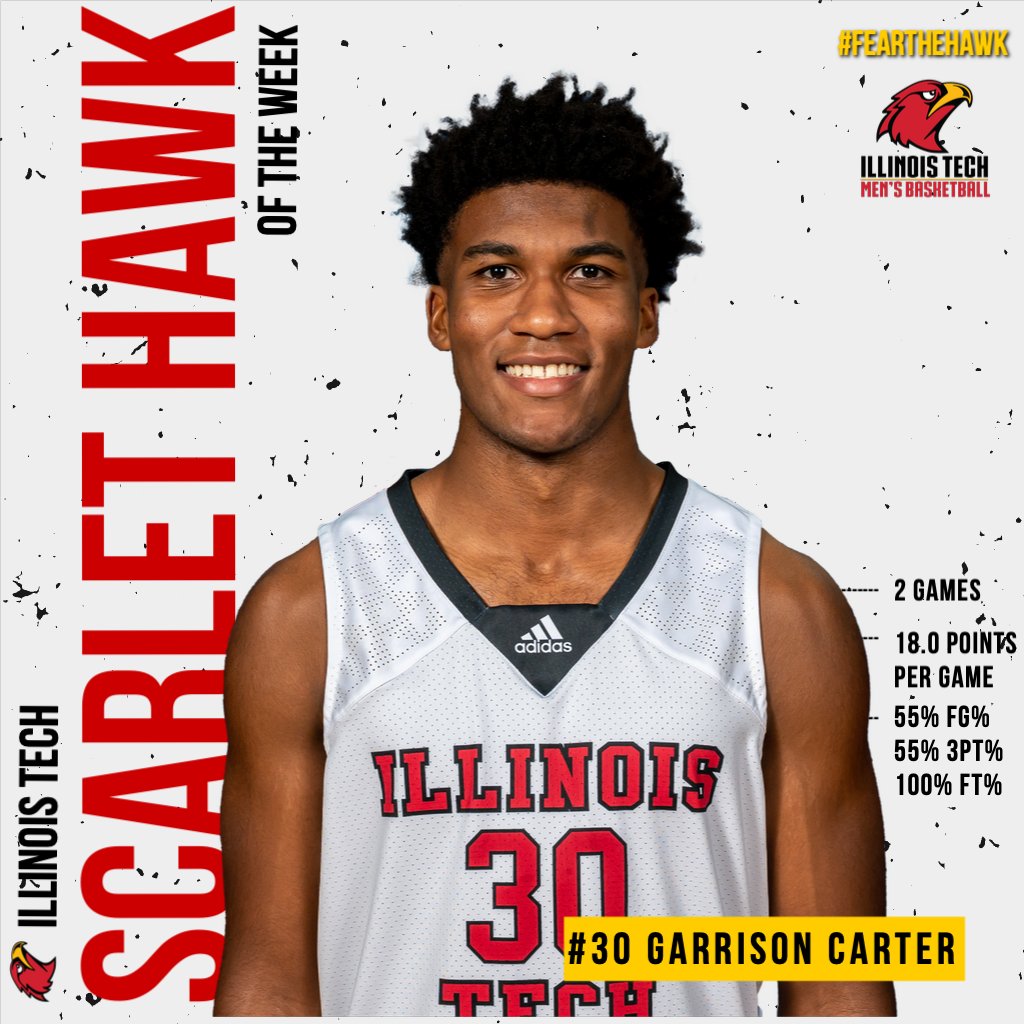 ILTechAthletics's tweet photo. Congratulations to Garrison Carter of Illinois Tech men's basketball for earning Scarlet Hawk of the week honors for the week ending November 13th, 2022.
#fearthehawk #techyeah https://t.co/FWMKlqmpGN