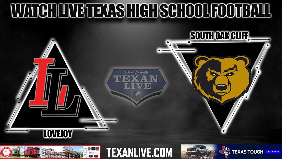 Dave Campbellโs Texan Live - Texanlive.com (@texan_live) on Twitter photo AREA ROUND PLAYOFFS
WATCH THIS GAME LIVE
South Oak Cliff vs Lovejoy
Saturday 11/19/2022
Coverage begins at 3PM
For the Live Link click here: bit.ly/3UTwnjC
<a href="/leopardfootball/">LOJO Football</a> <a href="/Lovejoy_HS/">Lovejoy High School</a> AREA ROUND PLAYOFFS
WATCH THIS GAME LIVE
South Oak Cliff vs Lovejoy
Saturday 11/19/2022
Coverage begins at 3PM
For the Live Link click here: bit.ly/3UTwnjC
<a href="/leopardfootball/">LOJO Football</a> <a href="/Lovejoy_HS/">Lovejoy High School</a>