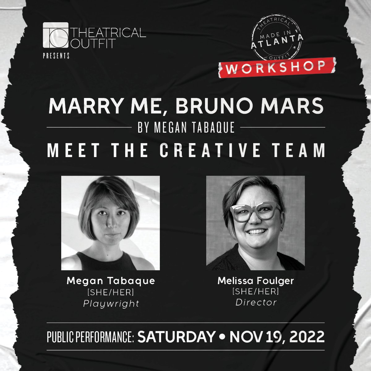 You might say that there’s some 𝚃𝚠𝚎𝚗𝚝𝚢 𝙵𝚘𝚞𝚛 𝙺𝚊𝚛𝚊𝚝 𝙼𝚊𝚐𝚒𝚌 𝙸𝚗 𝚃𝚑𝚎 𝙰𝚒𝚛 with this cast &amp; team! Join us for a public reading this Saturday of MARRY ME, BRUNO MARS! Click here ➡️ theatricaloutfit.org/new-work/ ⬅️ to RSVP. #MadeInAtlanta #NewWork