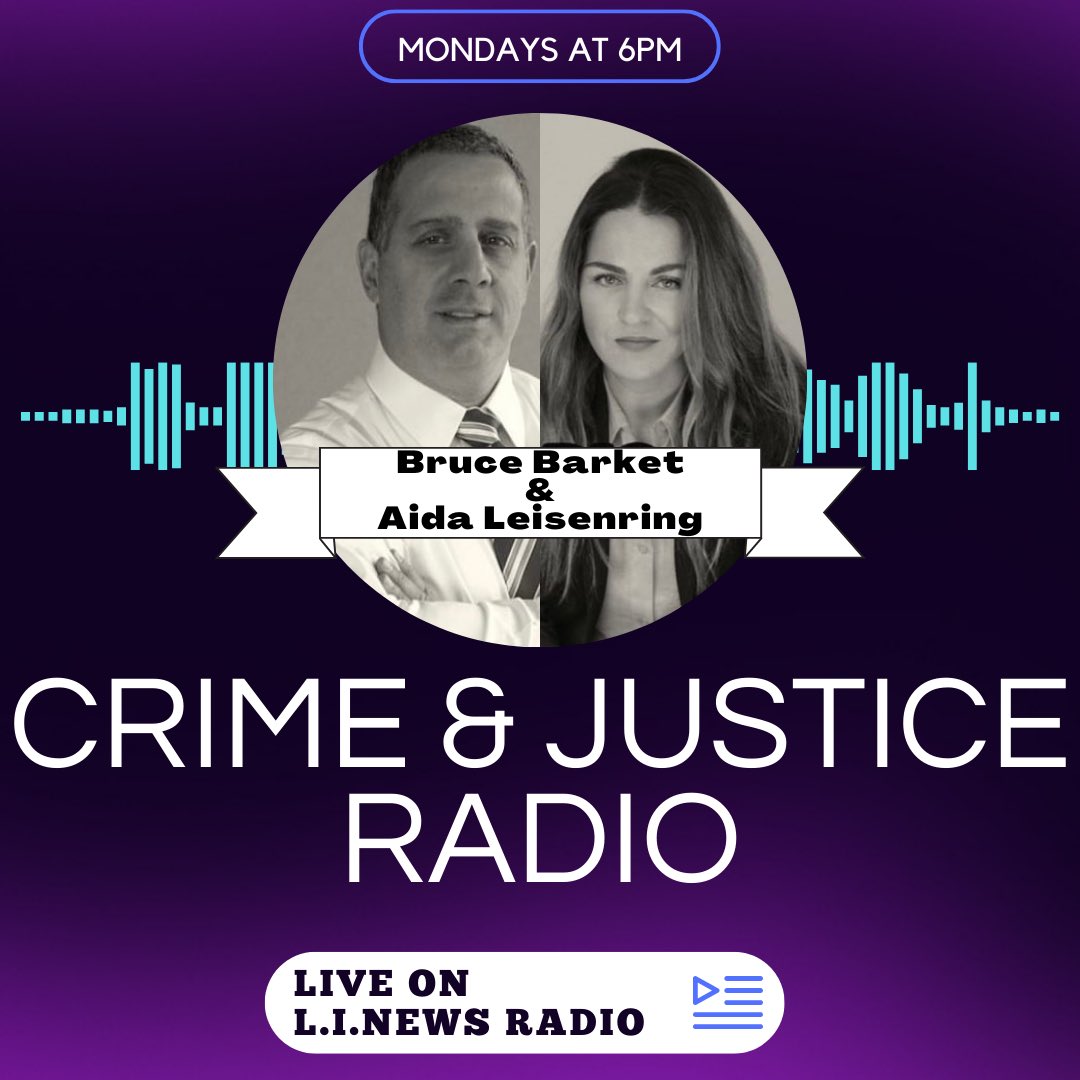 CrimeJusticeFM's tweet photo. Crime &amp; Justice Radio will be back with another amazing episode next Monday at 6pm with your favorite co-hosts, @brucebarket and @AidaLeisenring

@veronicaferrer 
#crime #justice #radio #podcast #radioshow #live #tunein #newyork #longisland #sullolkcounty #news #law #lawyer https://t.co/M8XQvTBDYm