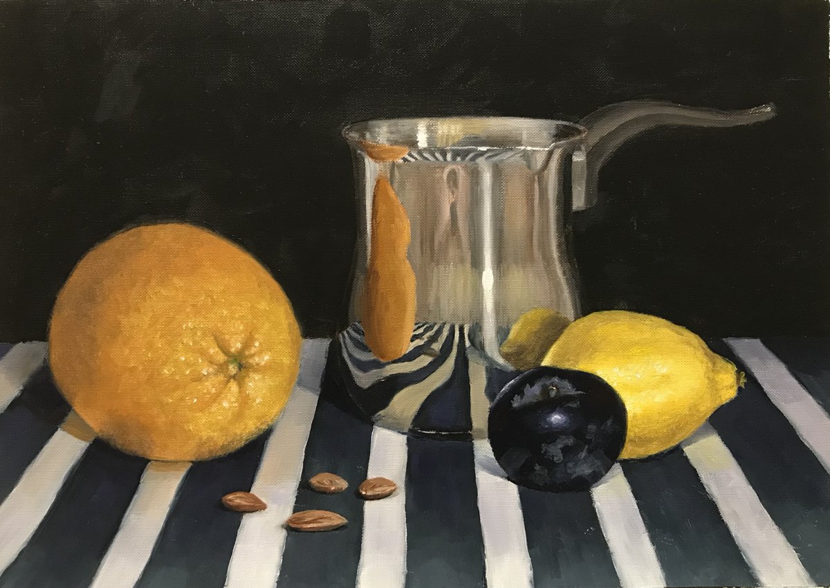 Margarita190971's tweet photo. A new drop is coming soon! Painting "Orange and Co." The still life is painted from nature . Oil paper, oil. 
#nft #nftarts #nftdops #nftcollectors #nftcommunity #nftartwork #nftartist #tezos #objkt #contemporaryart https://t.co/qYEeCwIXdo