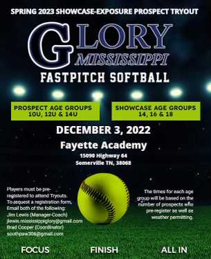2023 Mississippi Glory Prospect Workouts-December 3, 2022! Looking to fill open roster spots for the 2023 season! #ALLIN!