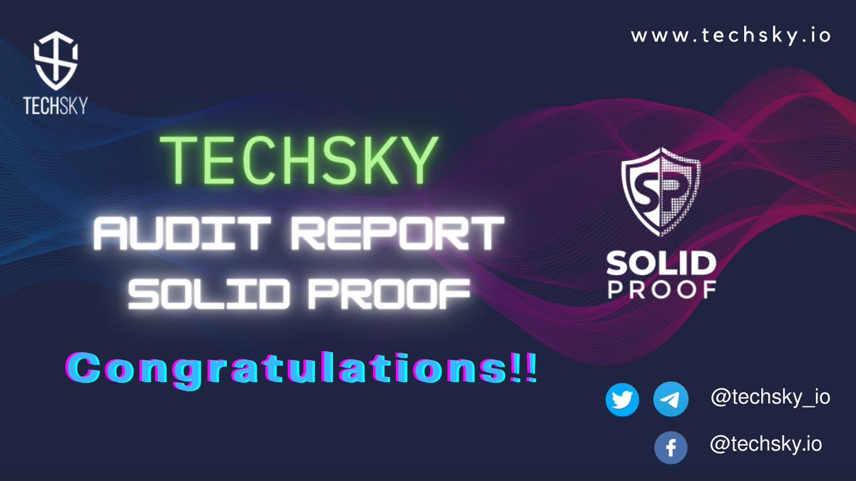 TechSky_io's tweet image. Techsky happy to announce our smart contract have been successfully audit from Solid Proof
Visit here to see details
app.solidproof.io/projects/techs…

@TechSky_io #techsky #tsky #techskyaudit #solidproof