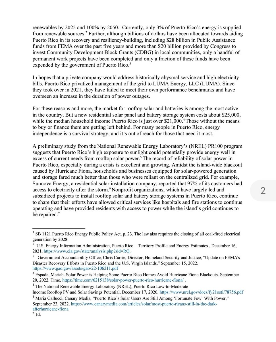 BUDPR's tweet photo. 🚨 New letter from 13 senators directed to the U.S. Senate Leadership and Senate Appropriations Committee in support of the request of $5 billion through DOE for rooftop solar and storage solutions for low-income households in Puerto Rico.@JoseADelgadoEND https://t.co/esBgftzYW4