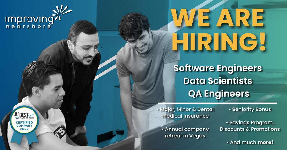 ImprovingMxJobs's tweet image. 🗣️ Developers we are looking for your talent, check out our open positions. 🔎  hubs.li/Q01slyV60

#NetDevelopers #Javascript #Java #Xamarin #QAAutomation #PHP #DevOps #Golang #Python #ITAdministrator #UXDesigner #Developers #Engineers #Hiring #OpenPositions #November