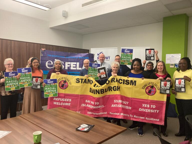 United in support of #ShekuBayoh. <a href="/BayohJustice/">Sheku Bayoh Justice Campaign #BlackLivesMatter</a> <a href="/NASUWT_Scotland/">NASUWT Scotland</a> <a href="/EdinburghEIS/">Edinburgh EIS</a> <a href="/unisonscot/">UNISON Scotland</a> <a href="/STUC_BWC/">STUC Black Workers</a>