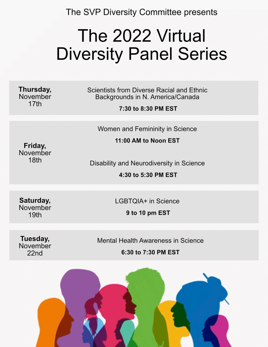 #SVP2022 #2022SVP attendees! The Virtual Diversity Panel Series starts this week. Get ready for some important conversations with great members of the vert paleo community!