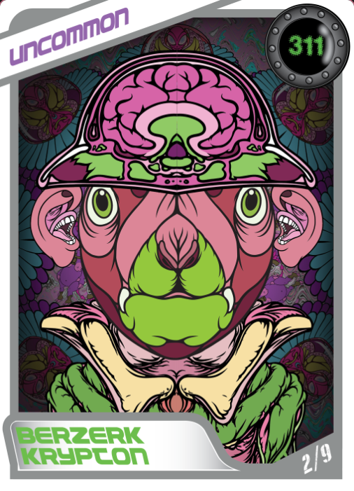 Opened one of my <a href="/ronenglishart/">Ron English</a> packs this weekend. Check out this sweet looking dude!
Get your trading cards today!
🛸 Area54.iO 🛸