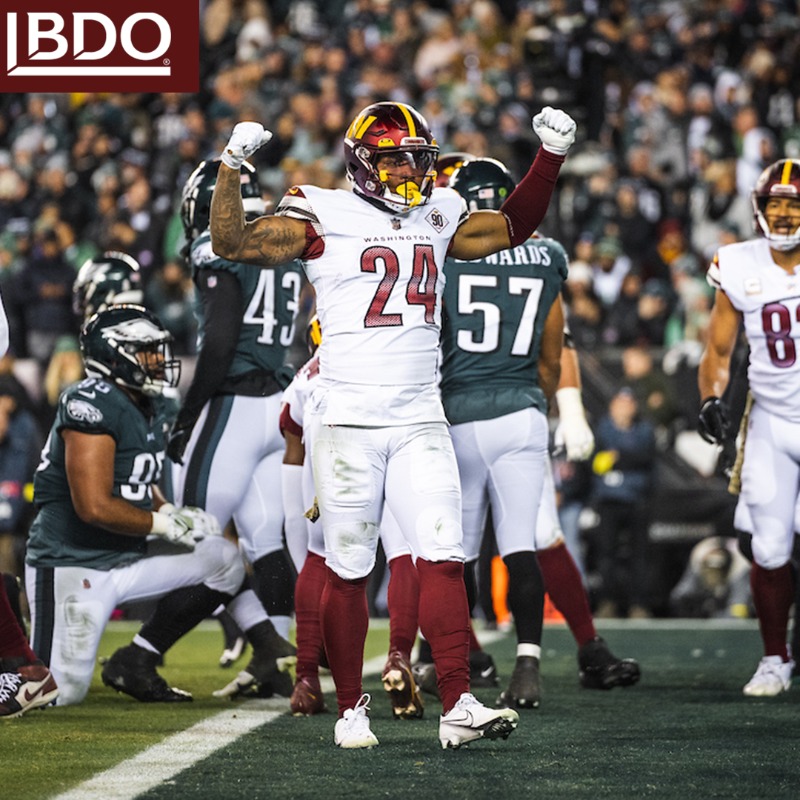Commanders's tweet photo. Antonio Gibson recorded his 26th career touchdown, the most by a Washington player through their first 40 games in franchise history 👏

@BDO_USA | #HTTC