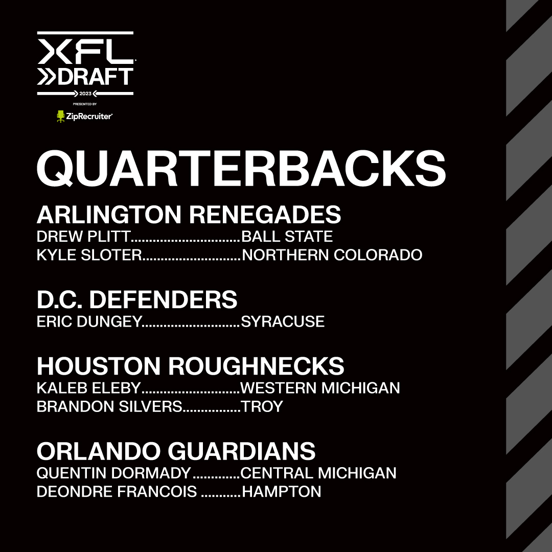 TheUFL's tweet photo. Kicked off #XFLDraft week with the teams' QB selections.
Welcome to the XFL, boys. It's gonna be a hell of a season. https://t.co/pezrHGp74V