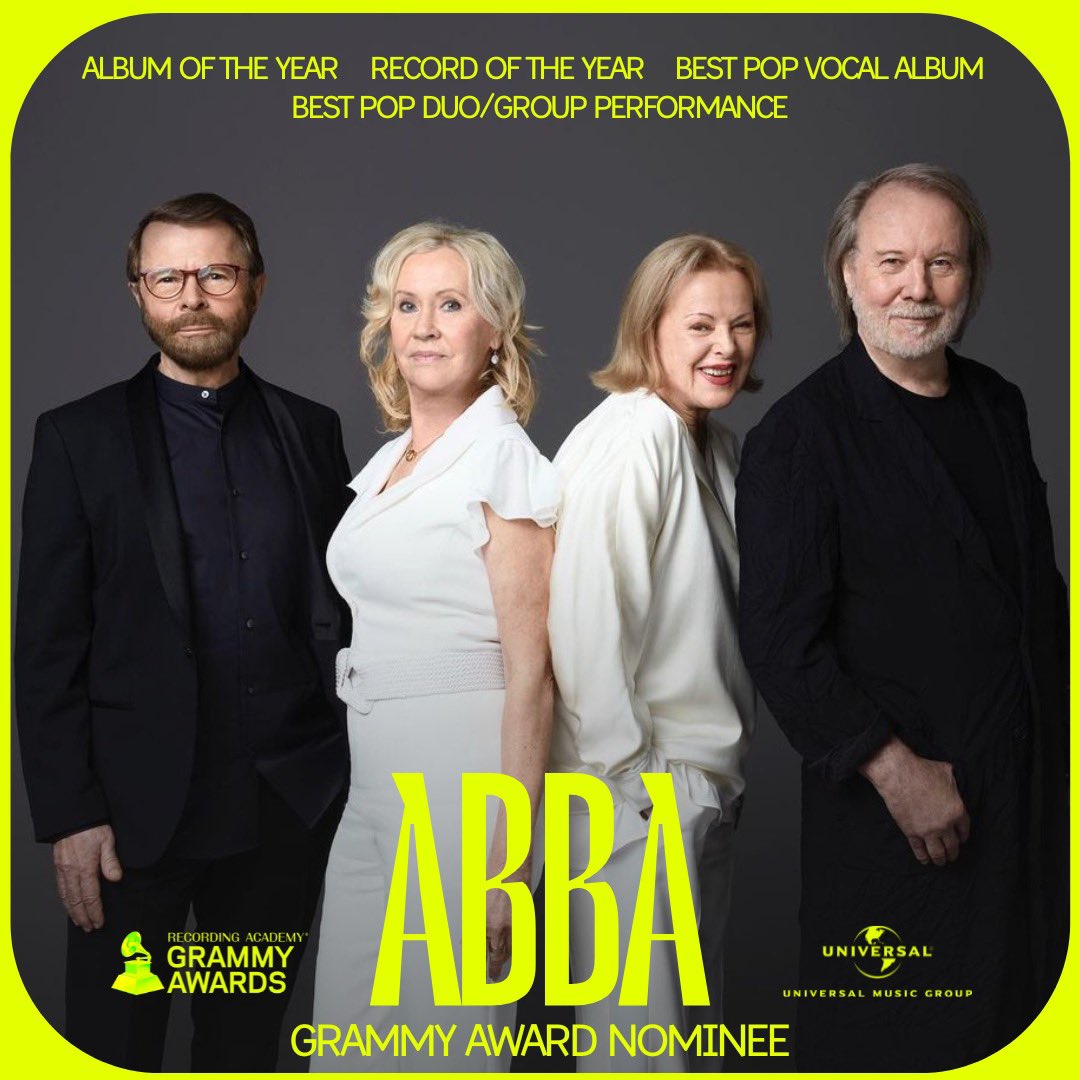 Congrats to @ABBA on their 4️⃣ #GRAMMYs nominations! ✨🎶