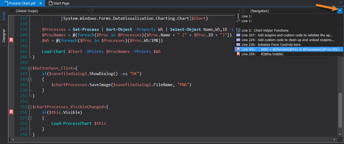 SAPIENTech's tweet image. In #PowerShellStudio you can navigate to bookmarks from the ribbon or from the Navigation drop-down at the top of the Editor. 👍
Home ribbon > Navigation group:
👉 Next Bookmark (F2)
👉 Previous Bookmark (Shift+F2)
#SAPIENTech #PowerShell #pwsh #scripting #DidYouKnow