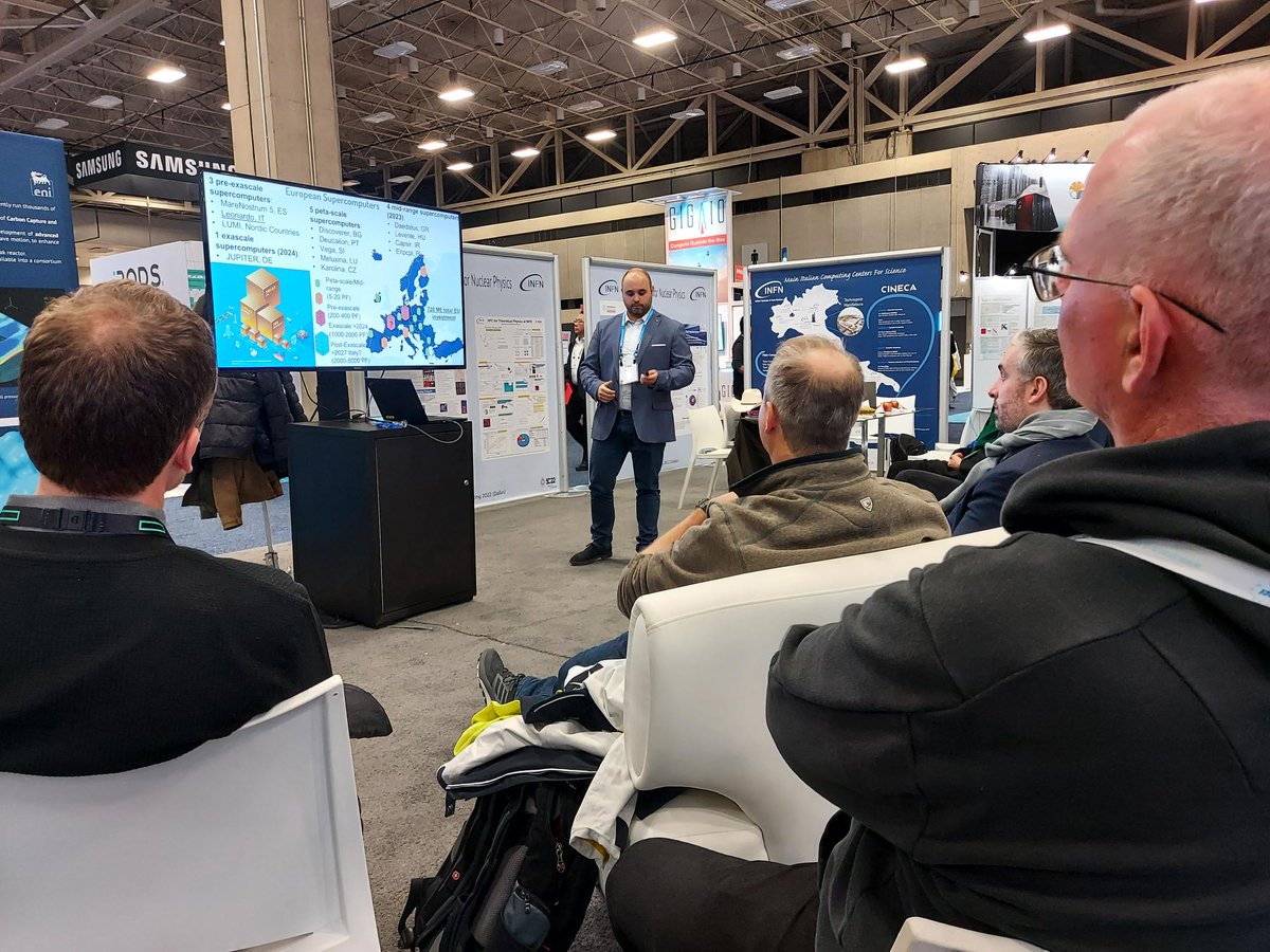 Cineca1969's tweet photo. @zonacesarini presenting #Leonardohpc at Cineca's booth, at @Supercomputing 
Come meet us at #sc22, check the next presentations.
https://t.co/4Gc8vIL6a9

@MirkoCestari
@fabioaffinito 
@daniela_galetti 
@dynoz173 https://t.co/f3gZ2PjONk
