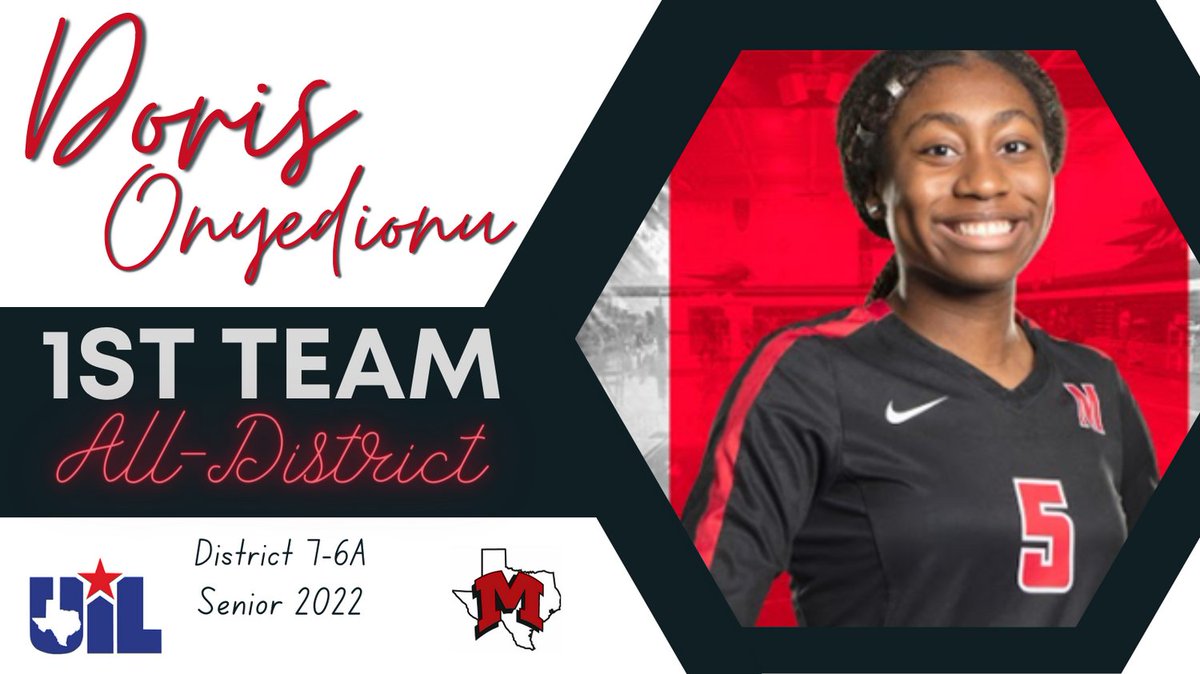 Congratulations to Senior Outside Hitter Doris Onyedionu for being named First Team All-District! 
<a href="/MacArthurVB/">MACVolleyball</a>
<a href="/IISDAthletics/">Irving ISD Athletics</a>
<a href="/IrvingISD/">Irving ISD</a>
<a href="/MacArthurCards/">MacArthur HS</a>
<a href="/natastewie/">Natasha Stewart</a>