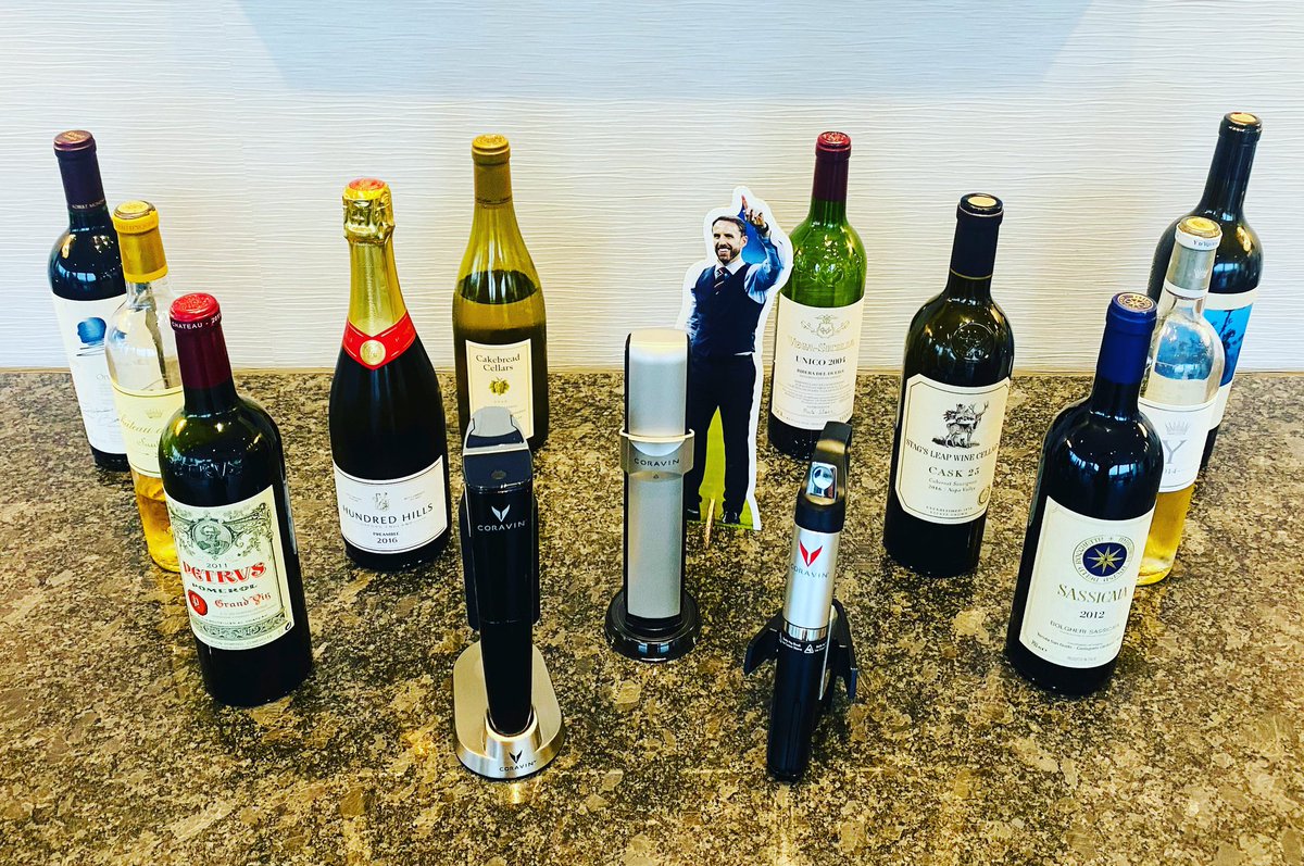 TheSamlingHotel's tweet photo. An impressive line up of our coravin ‘Icons by the Glass’ even Southgate approves!
@Coravin
@CoravinUK
@EnglandFootball
#sassicaia #yquem #petrus #opusone #cakebreadcellars #vegasicilia #stagsleapwinecellars #sinequanon #hundredhills #coravin #threelions #winebytheglass https://t.co/33Q5ENIJan
