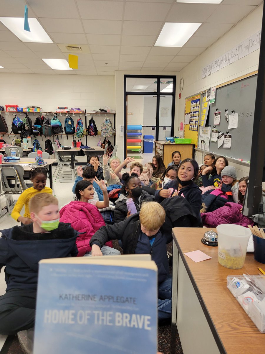 GregVeto92's tweet photo. Everyone got cozy under their coats for the ending of our read aloud Home of the Brave today! Had to take two pictures to get everyone in! @CountrysideElem https://t.co/3kzK4Nno3x