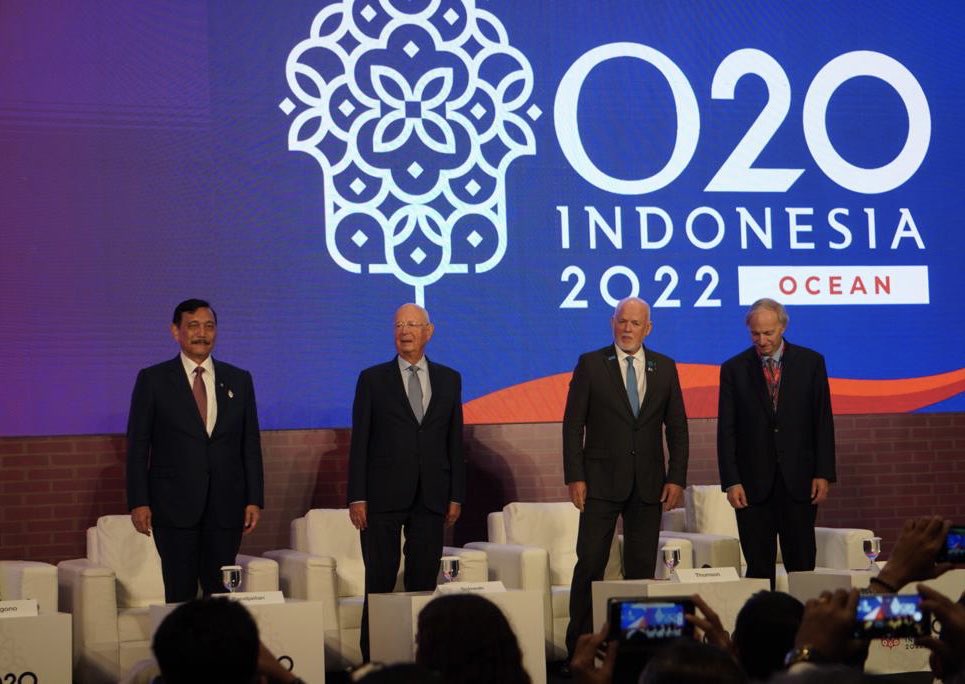 ThomsonFiji's tweet photo. More leverage gained for Ocean issues through O20 - an official G20 engagement group - launched this week in Bali by Indonesian Minister Lahut Pandjaitan, World Economic Forum’s Klaus Schwab &amp; OceanX founder Ray Dallio. No healthy planet without a healthy Ocean. ⁦@wef⁩ https://t.co/5VTi0nFhBO